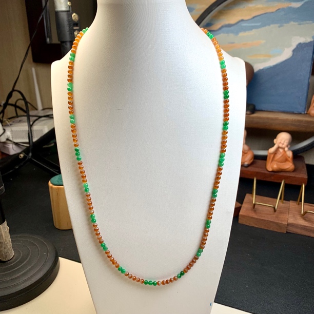 幻巧玉雕 缅甸天然a货翡翠 多彩珠串