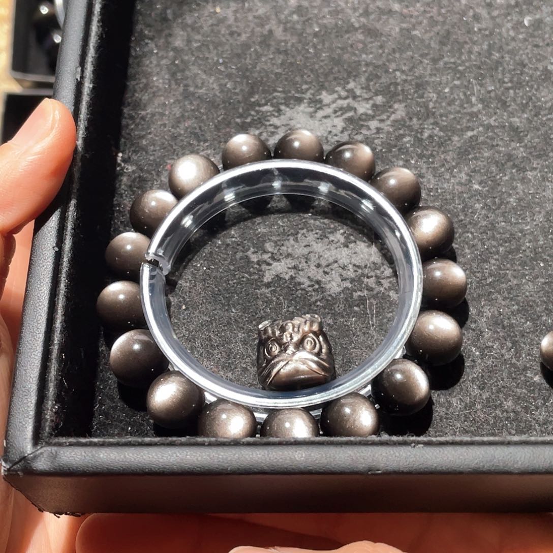 黑曜岩手链未镶嵌来***钱