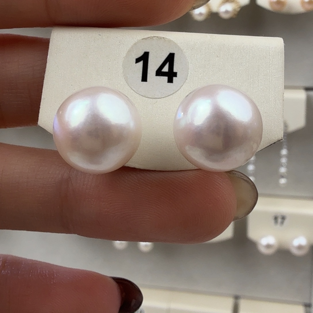 银S925镶嵌淡水珍珠耳饰