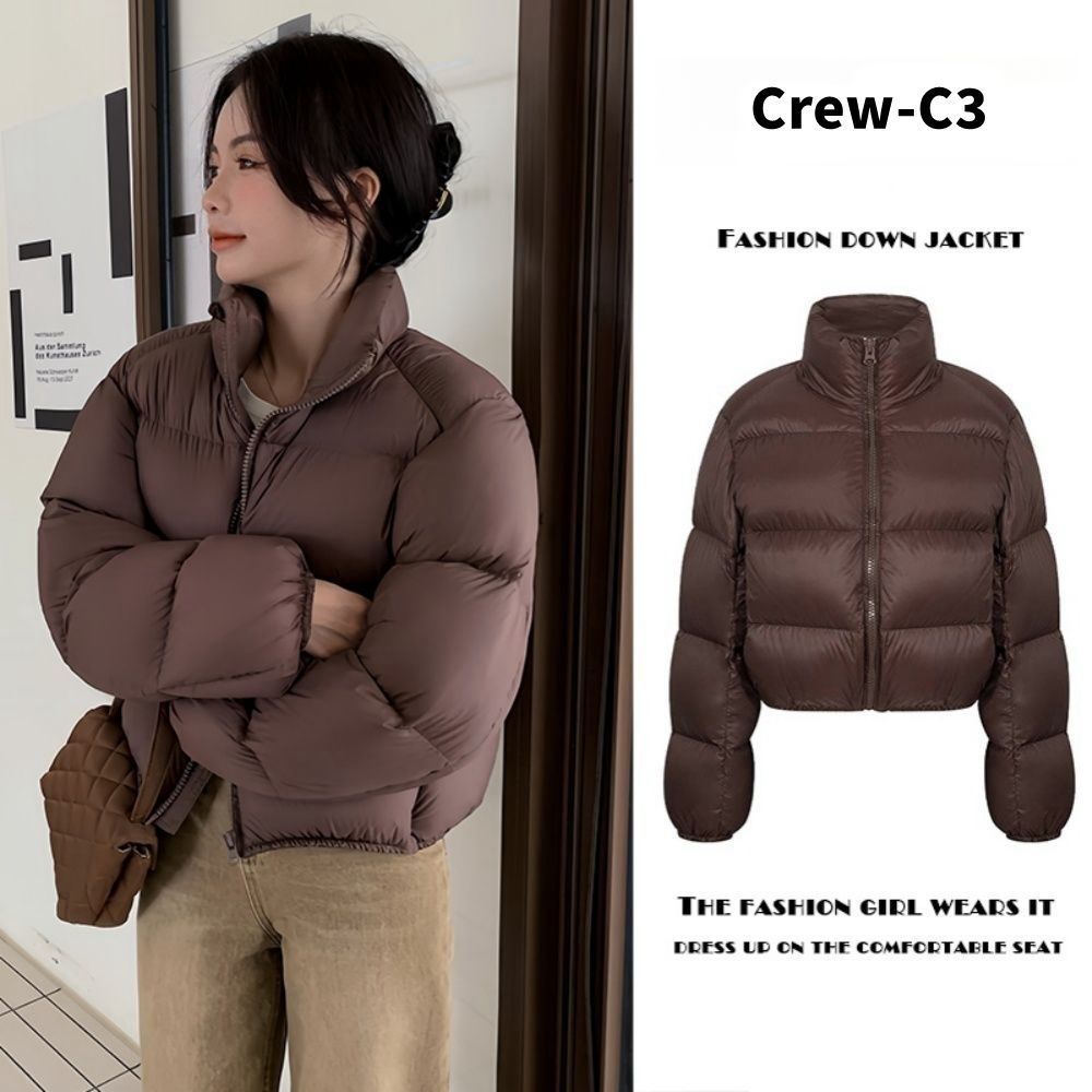 外贸美拉德肯豆风冬季棉服女新款百搭立领短款面包服加厚棉衣外套