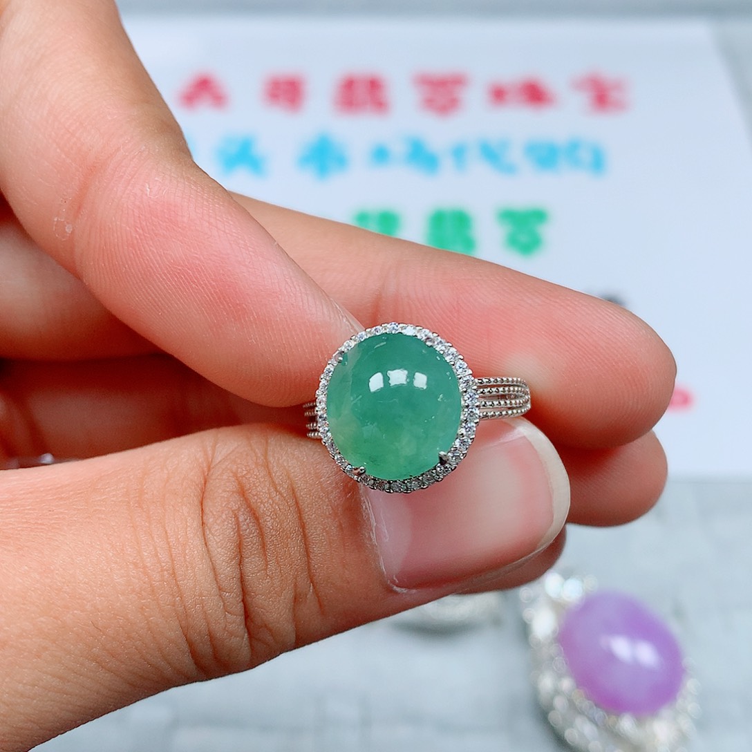 翡翠银S925镶嵌戒指188号