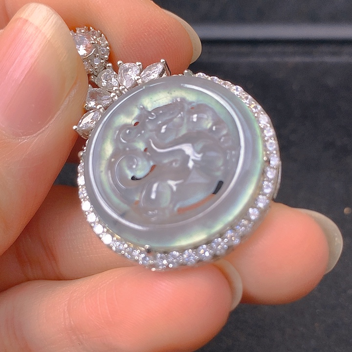 翡翠银S925镶嵌颈饰