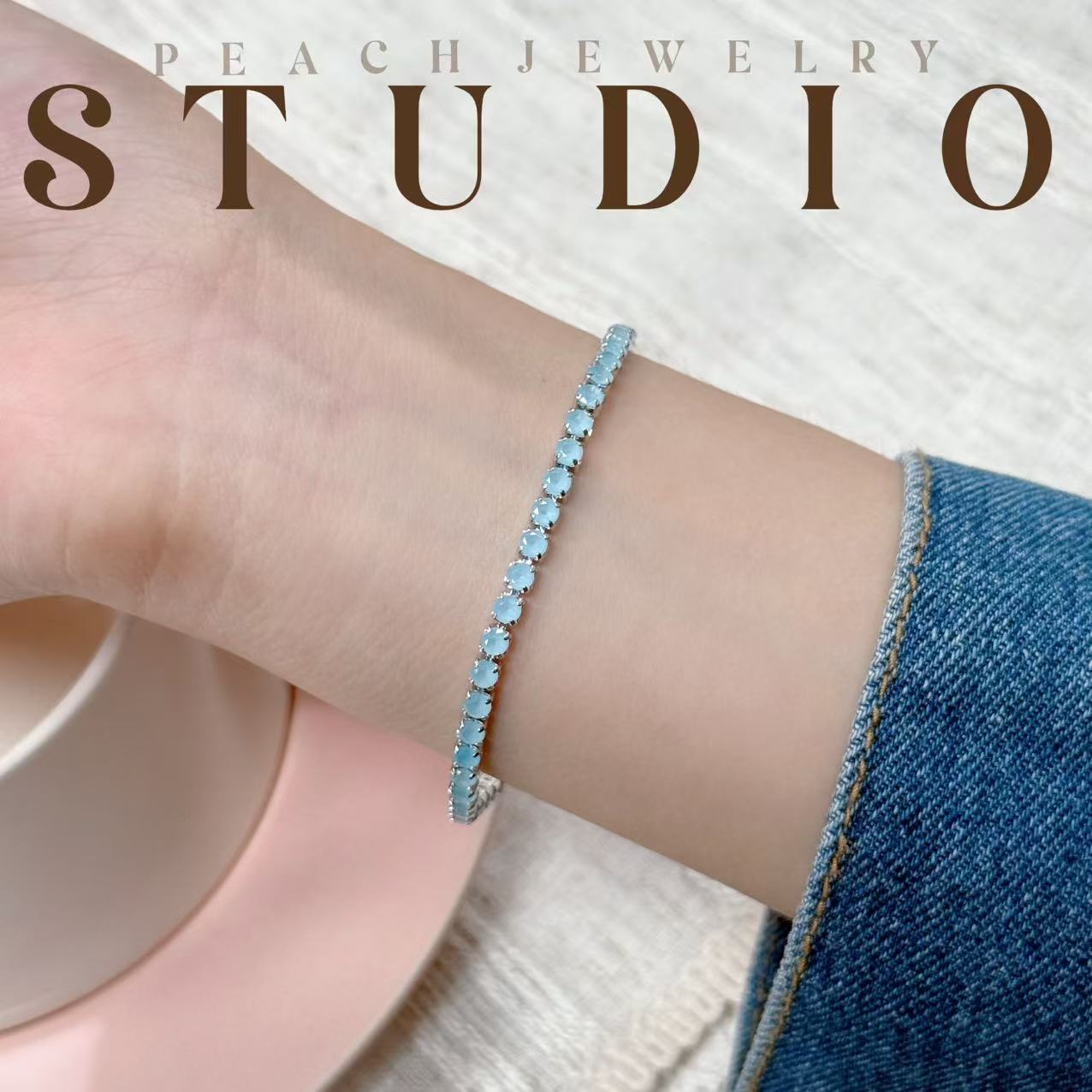 合金锆石手链 云朵奶油蓝 锆石手链 HK04 多样性发一颜色微差