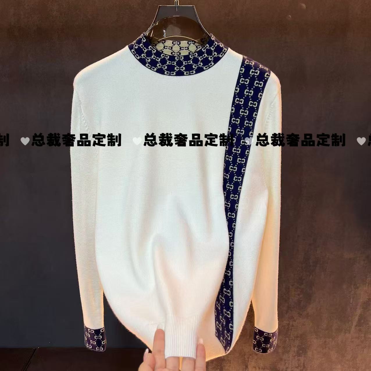 【02】【8866】春秋新款男士提花高品质设计师款圆领打底毛衣