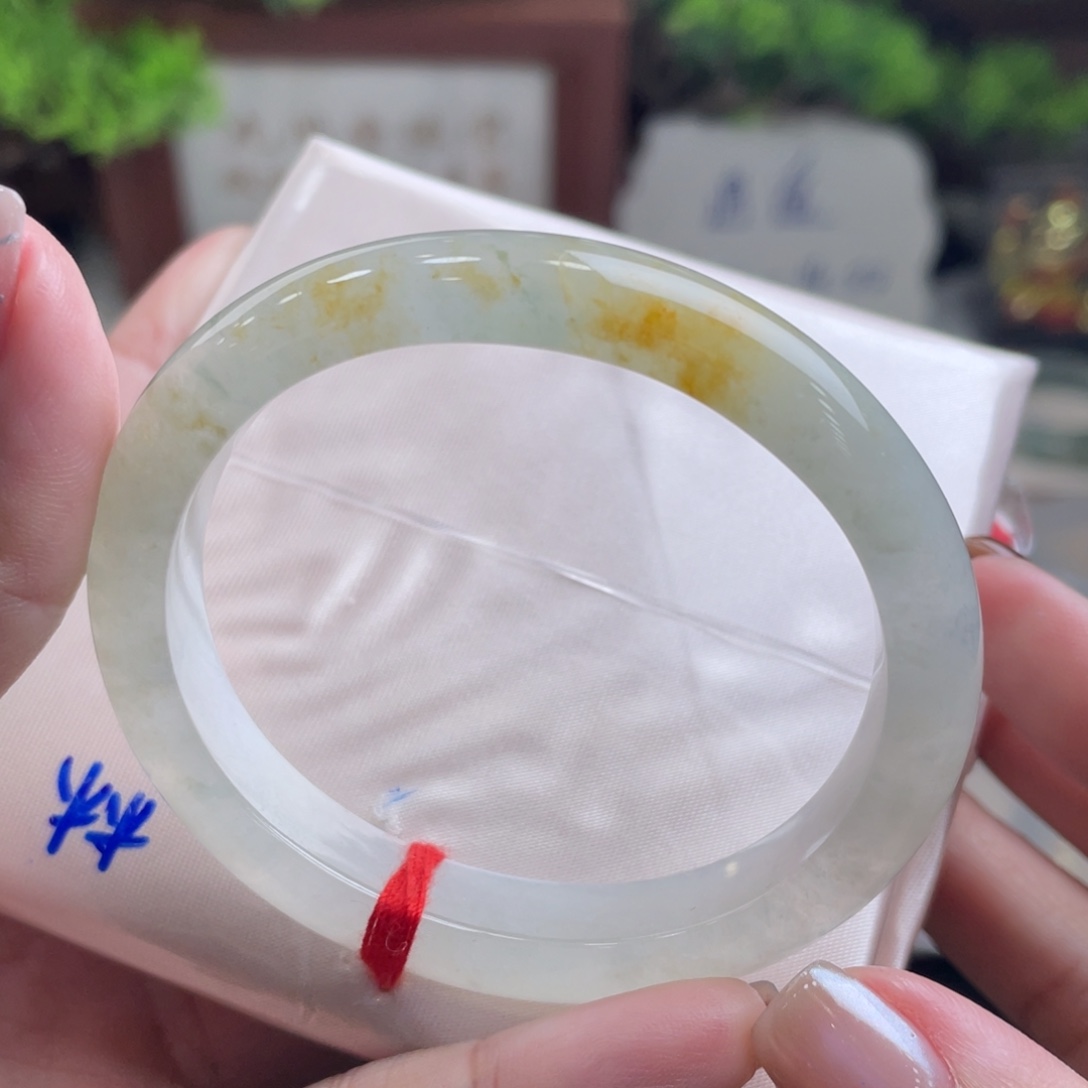 翡翠未镶嵌手镯51.8贵妃 金盏花 