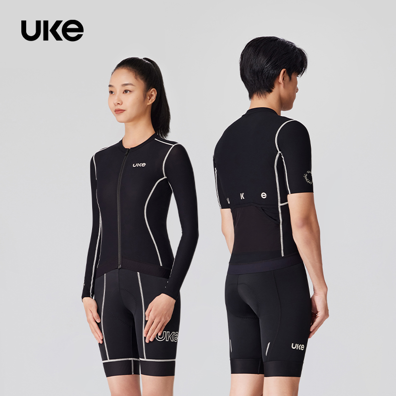 UKE男女短袖骑行服线条肌理修身透气速干防晒高弹 归鸿/共云/林泉