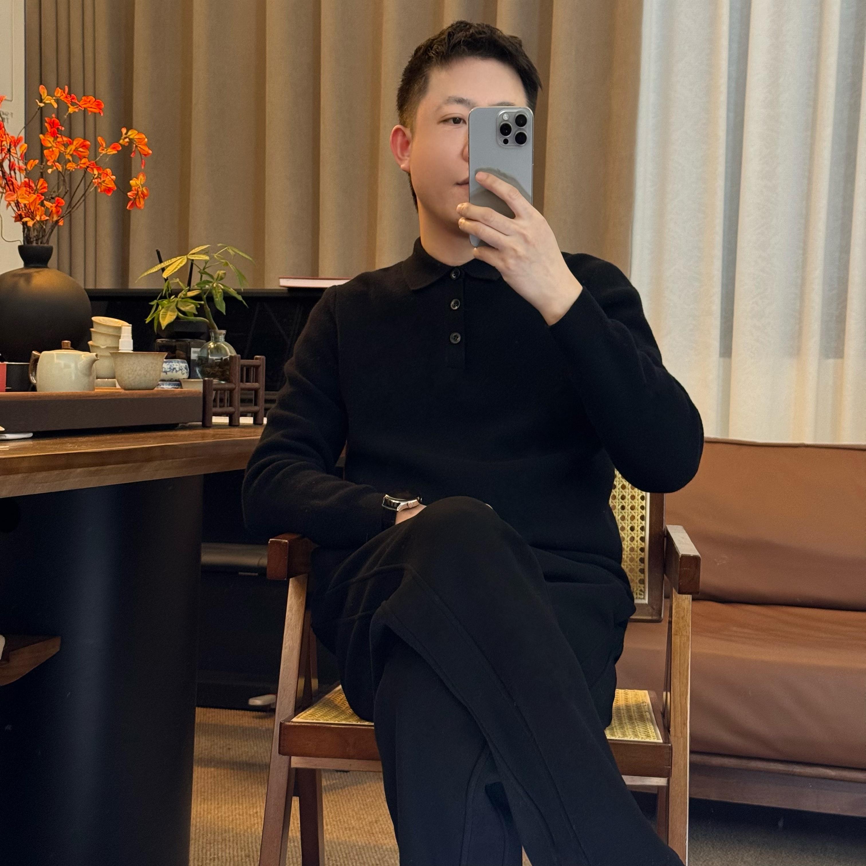 MOLAN CHIC"安和桥"男士冬季羊毛羊绒衫加厚四平Polo领H251217-1