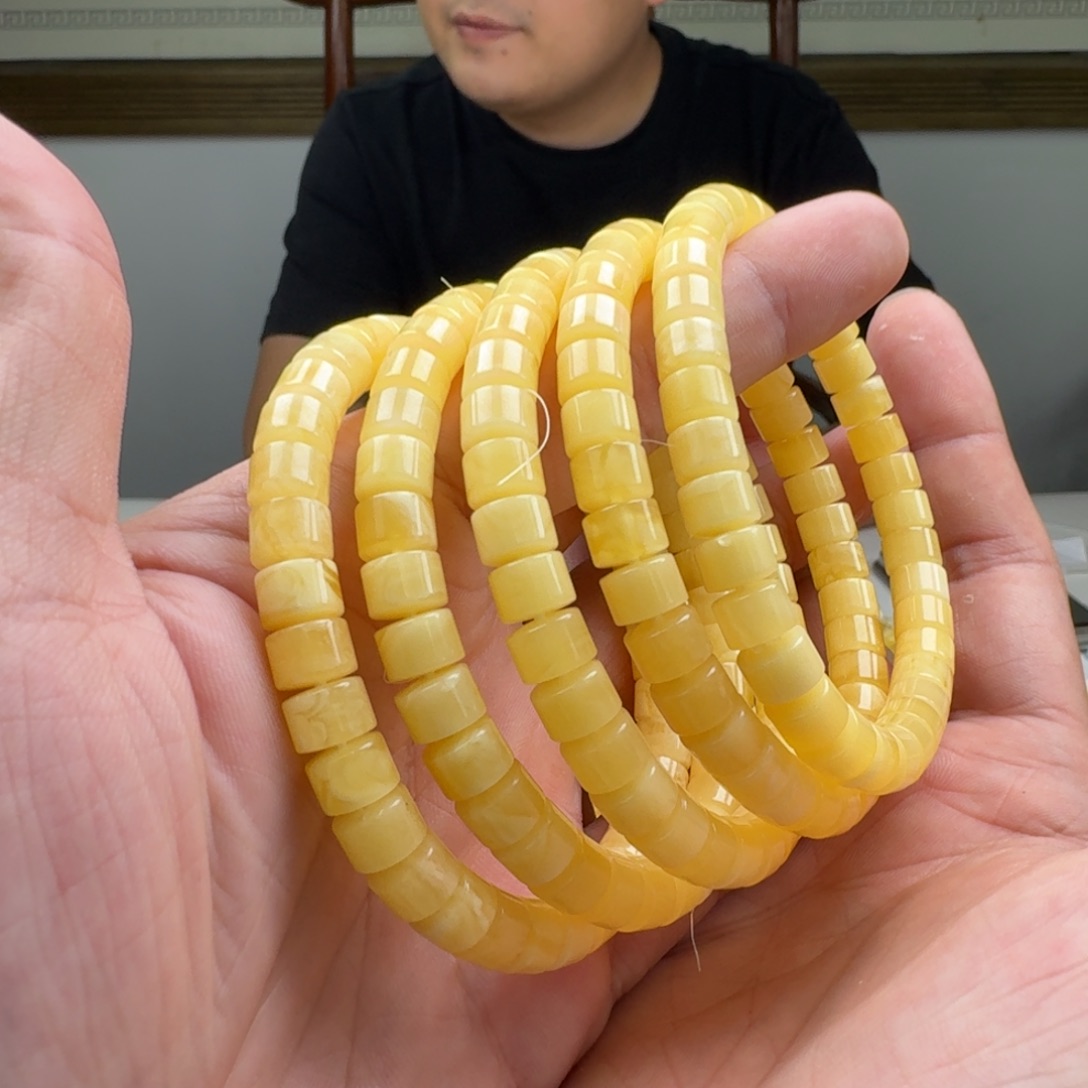 手链琥珀未镶嵌7.5mm精工药片多样性发其一