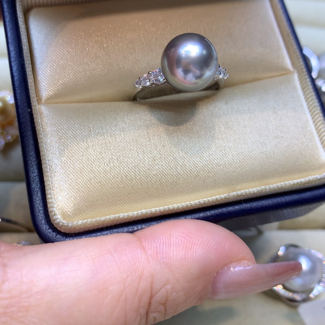 银S925镶嵌戒指海水珍珠