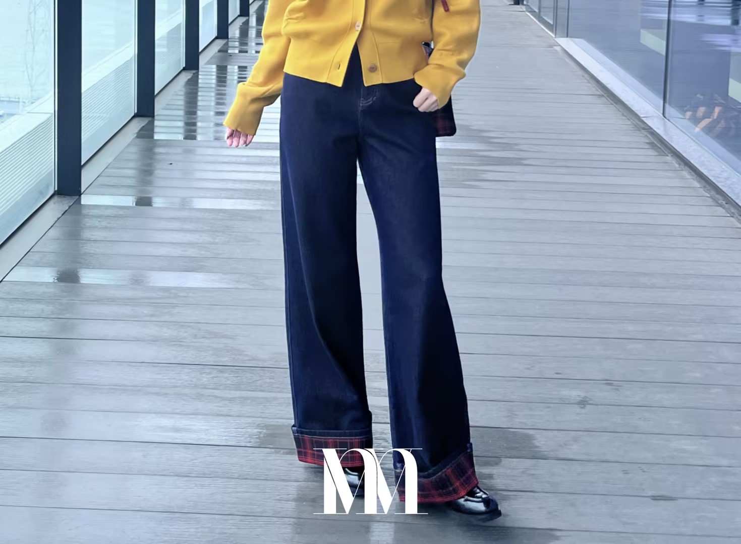 mithworld格纹折边牛仔裤 女常规款