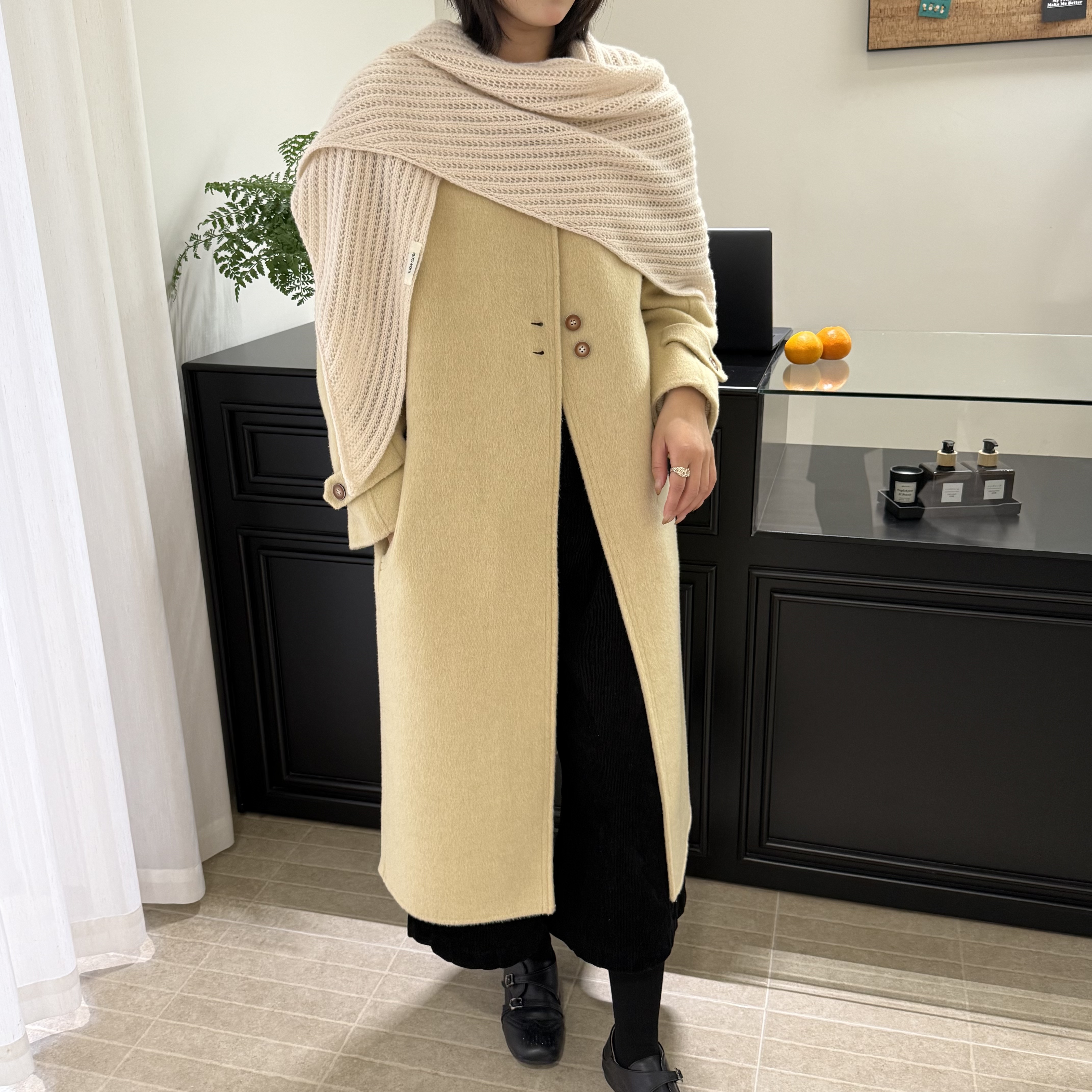 2025秋冬新款韩版气质宽松梨形身材长款通勤风羊毛双面呢大衣外套