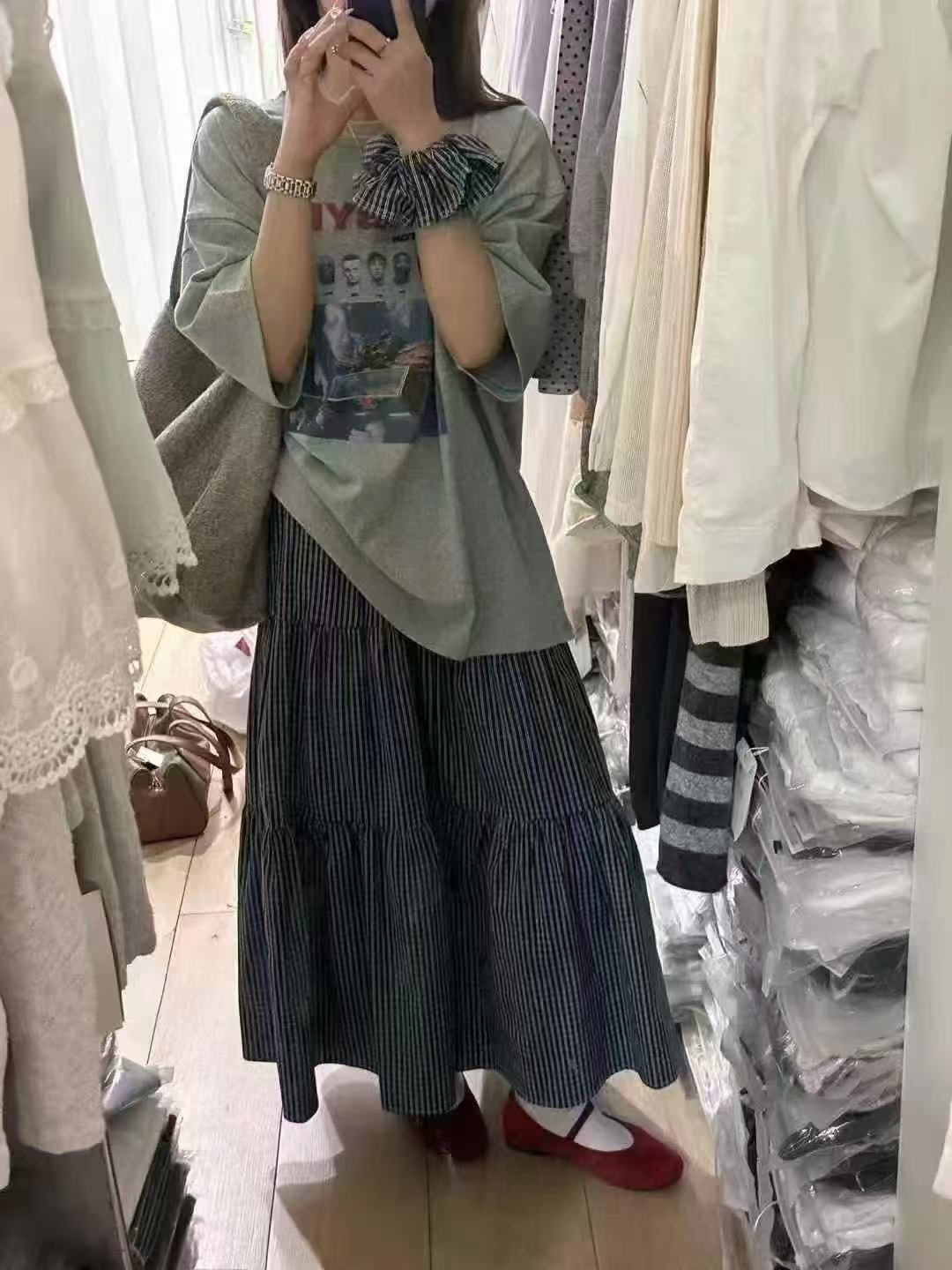 susan@su62 韩系简约百搭休闲显瘦条纹半裙 7-9