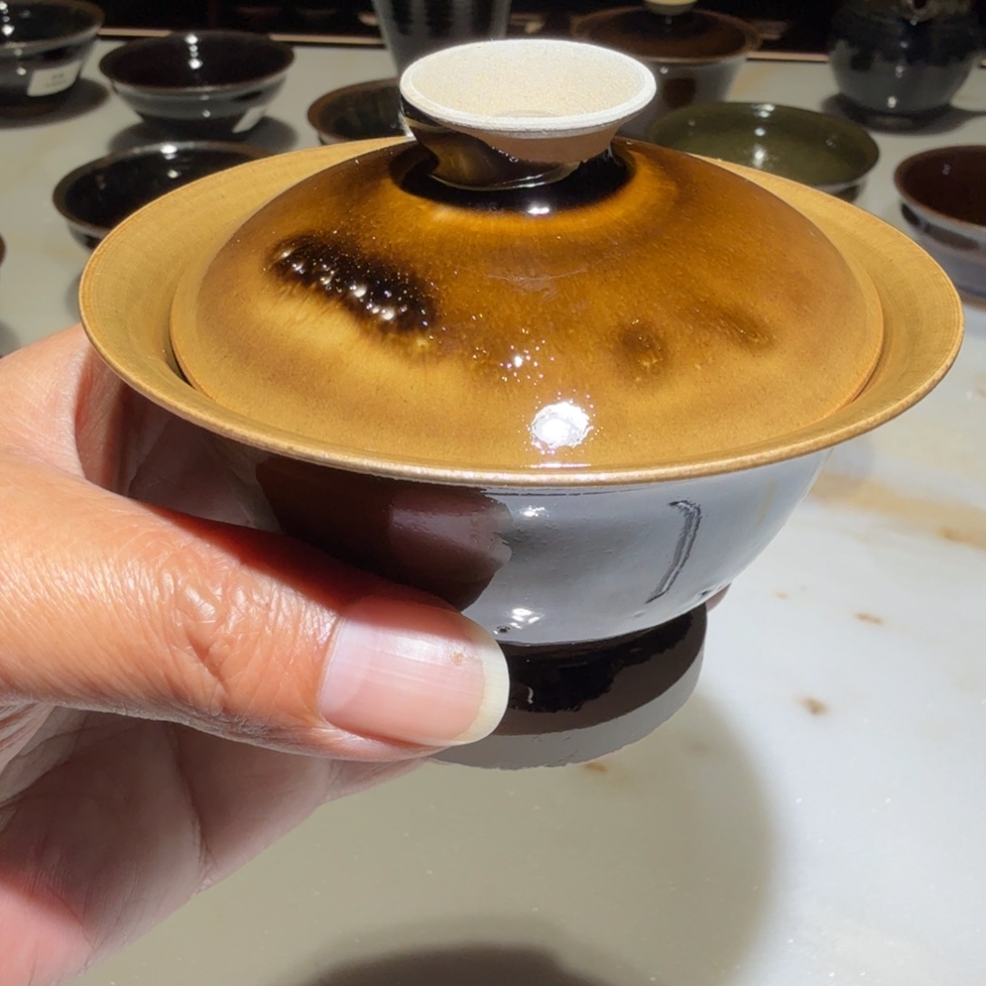 文***武桃花岛通天龙窑柴烧建盏盖碗样品