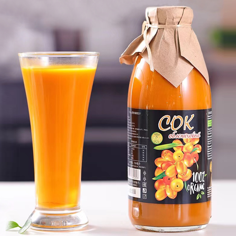 Vitba沙棘果汁俄罗斯原装进口原浆750毫升玻璃瓶