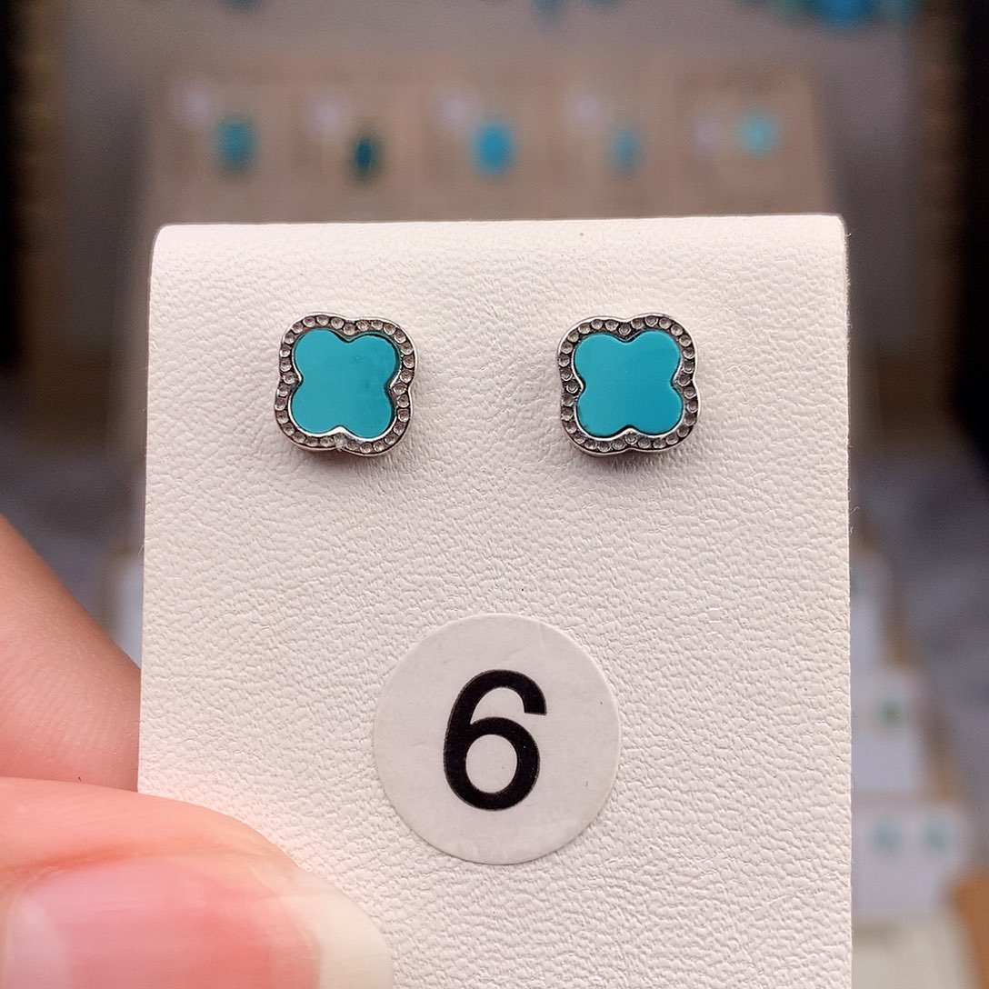 银S925镶嵌绿松石耳饰