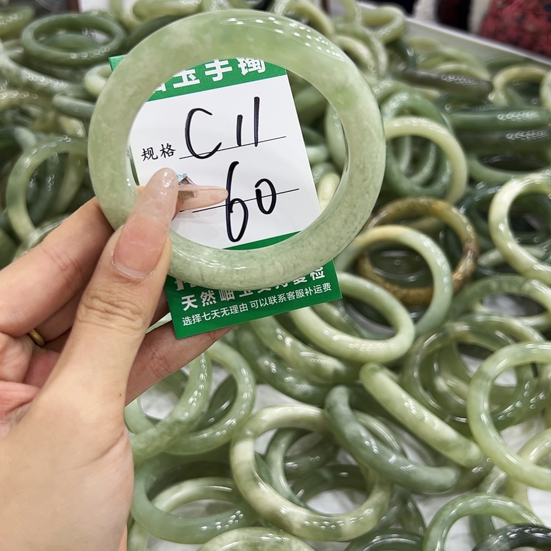 岫玉银S925镶嵌手镯