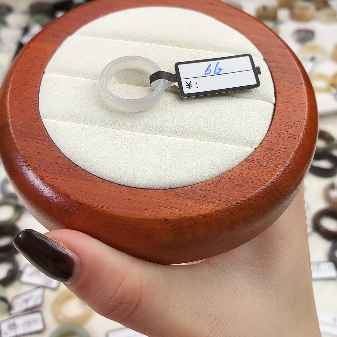 和田玉（糖玉）未镶嵌戒指Q13烟紫色小细条内径15.7港码11