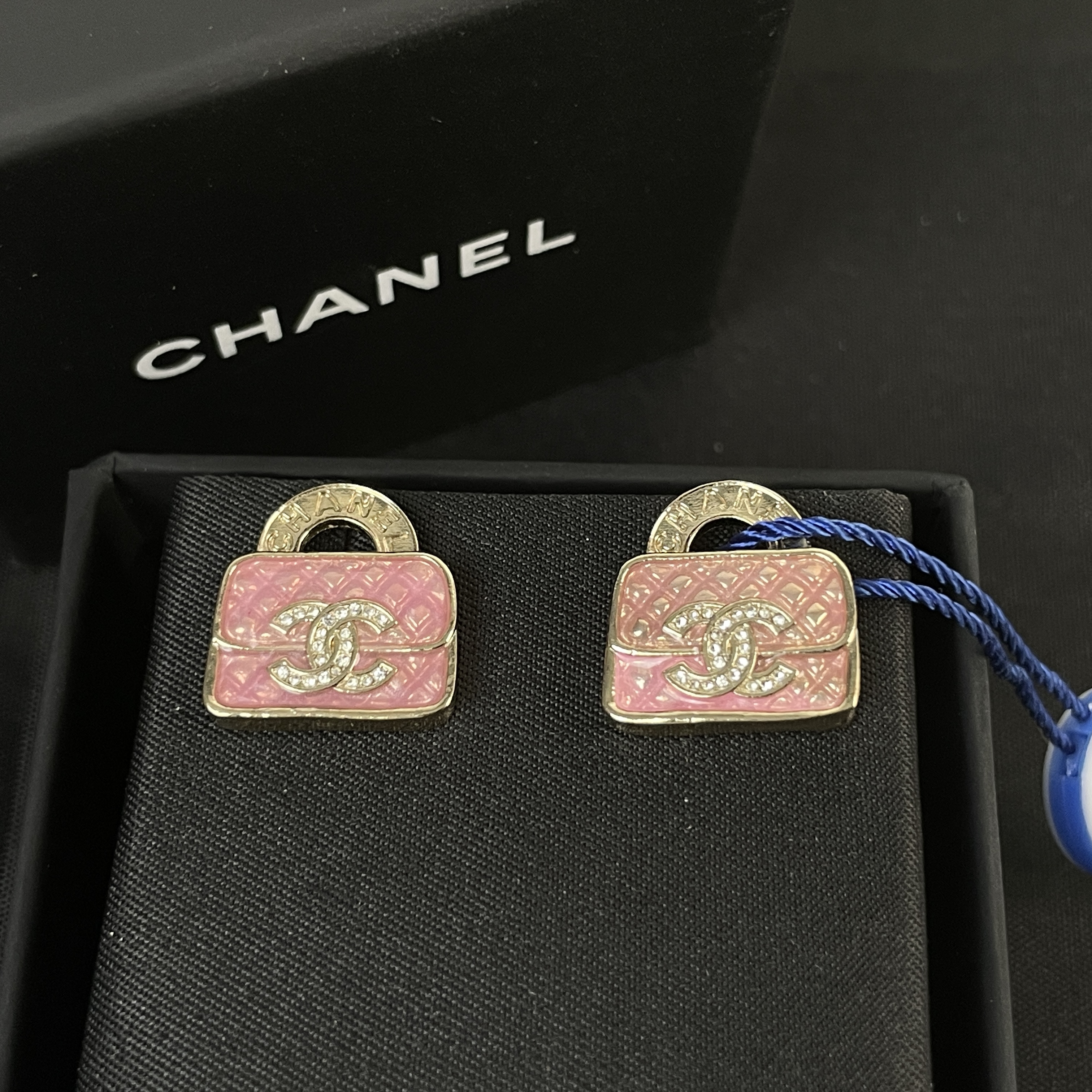 未使用 Chanel/香奈儿 粉色CF包包耳钉/大奢