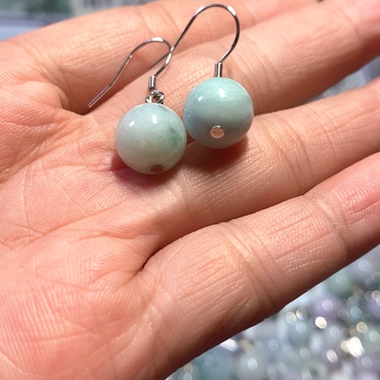 翡翠银S925镶嵌吊坠(不含链)耳勾