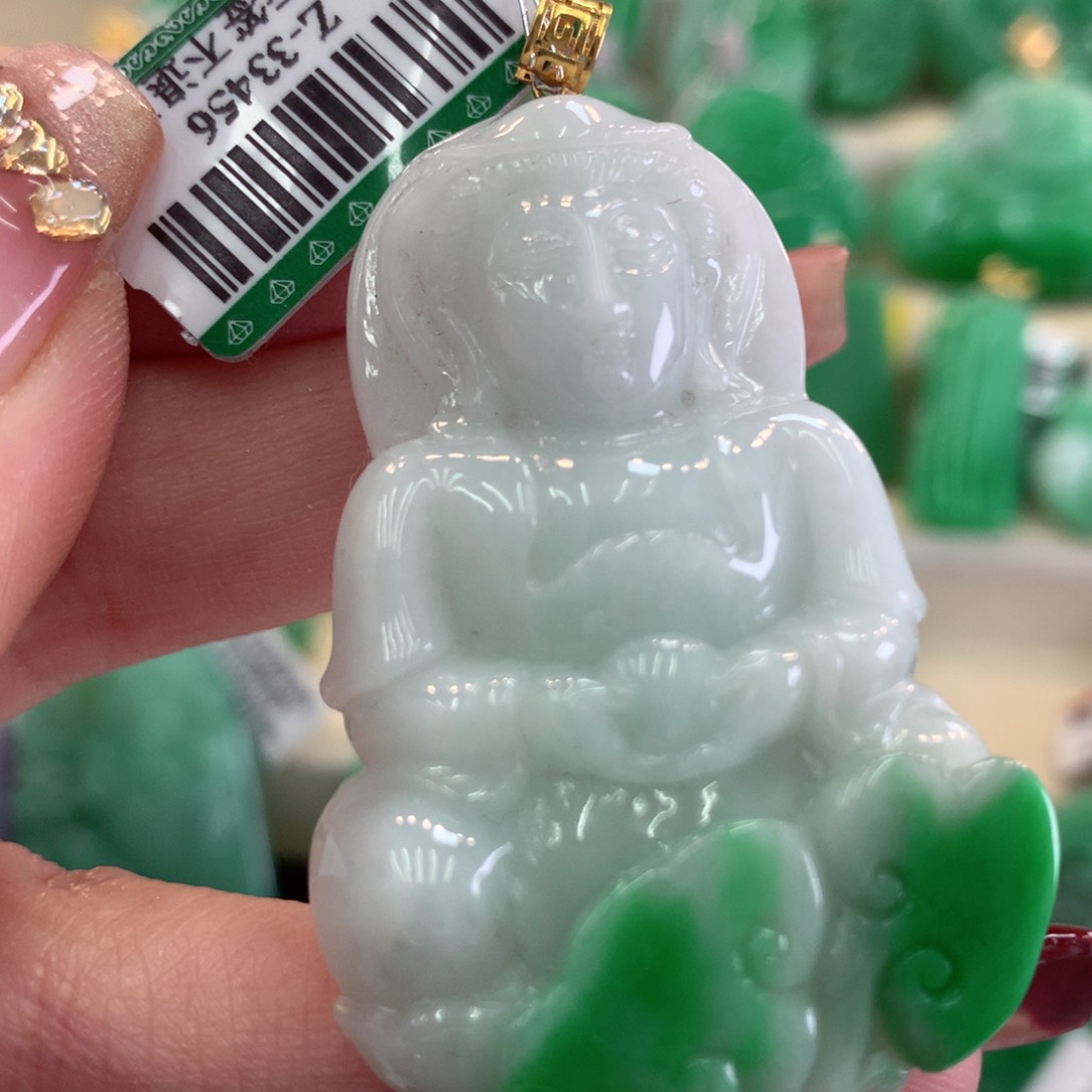 翡翠吊坠(不含链)18K金镶嵌