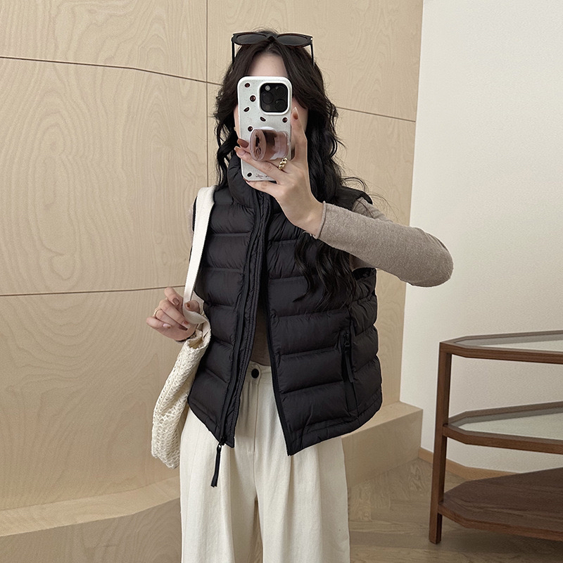 EUJE秋冬轻薄棉马甲女立领2025年韩版保暖外套