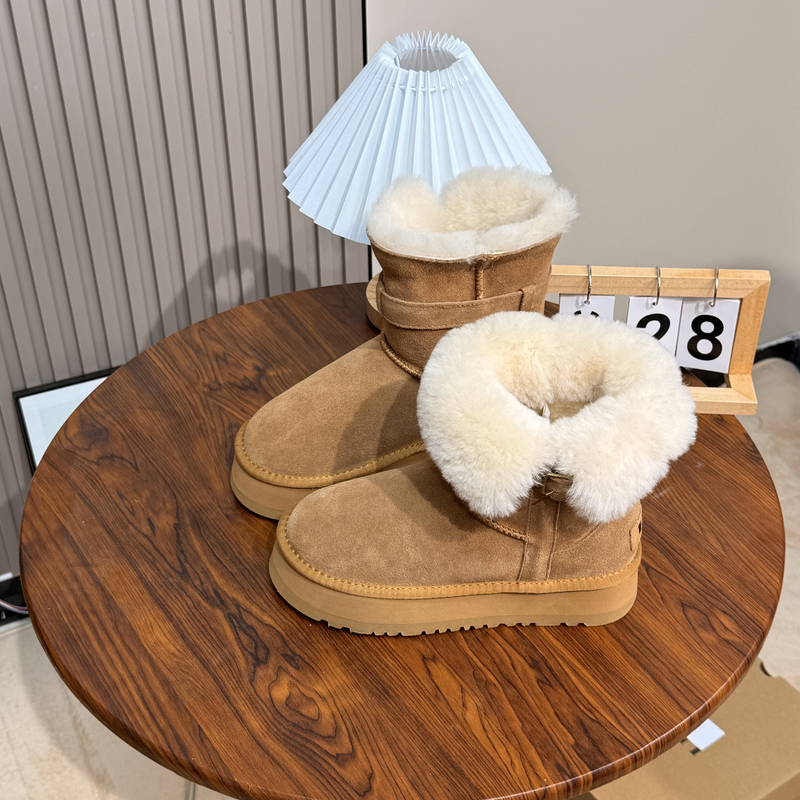 【短筒靴】真皮毛新款冬季女士雪地靴厚底经典时尚休闲保暖鞋