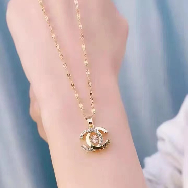 钛钢项链 抖音直播灵动双c项链高级轻奢小众2025年新款不掉色链子