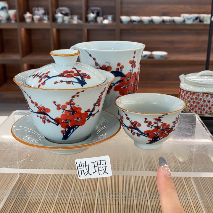 微瑕釉下彩纯手绘手工绘制