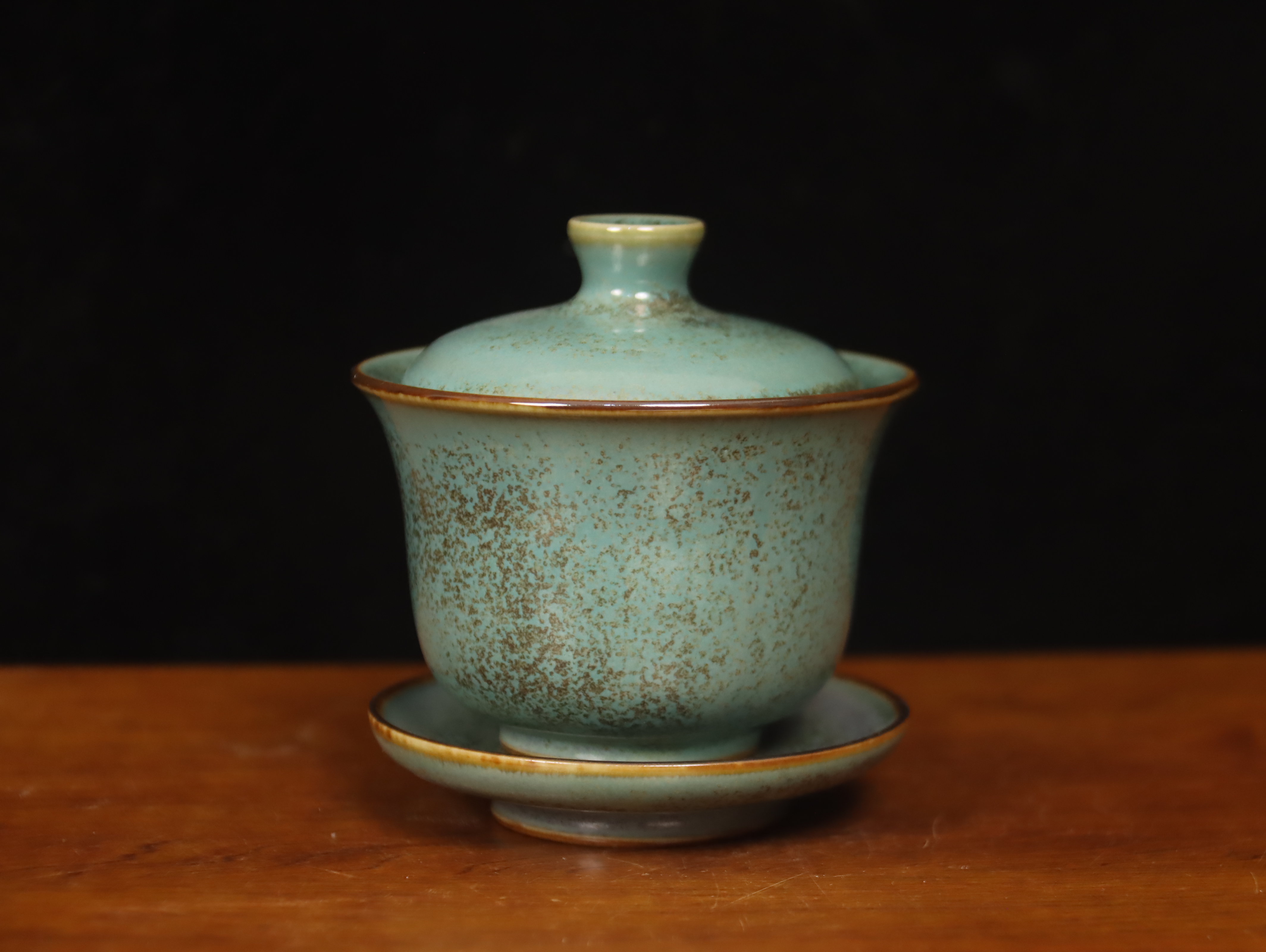 神垕钧瓷张高峰手拉胚三才盖碗钧窑茶具陶瓷分茶器茶道窑变炉钧釉