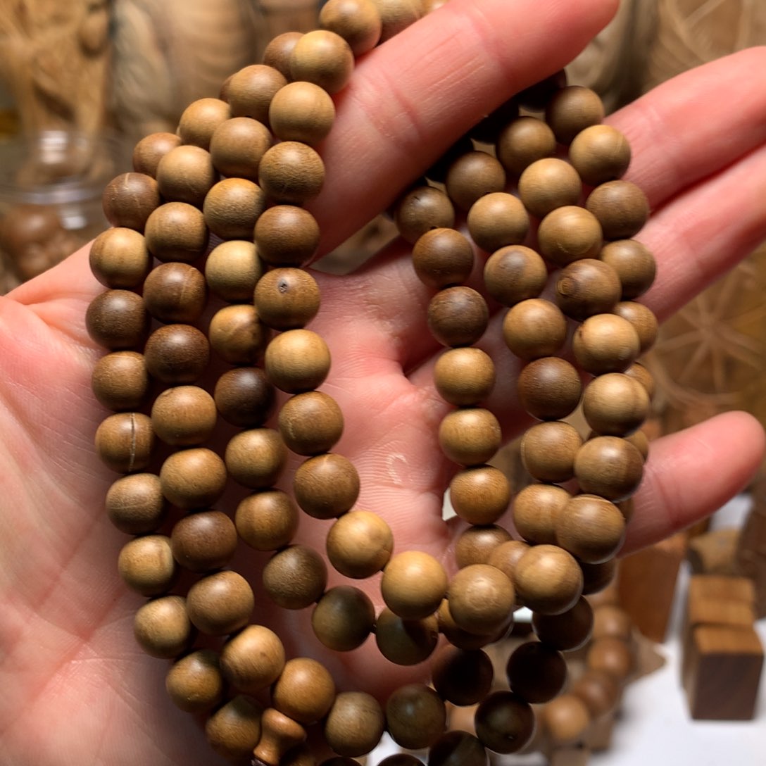 檀香木手串/手链老山檀香0.8多圈顺纹瑕疵