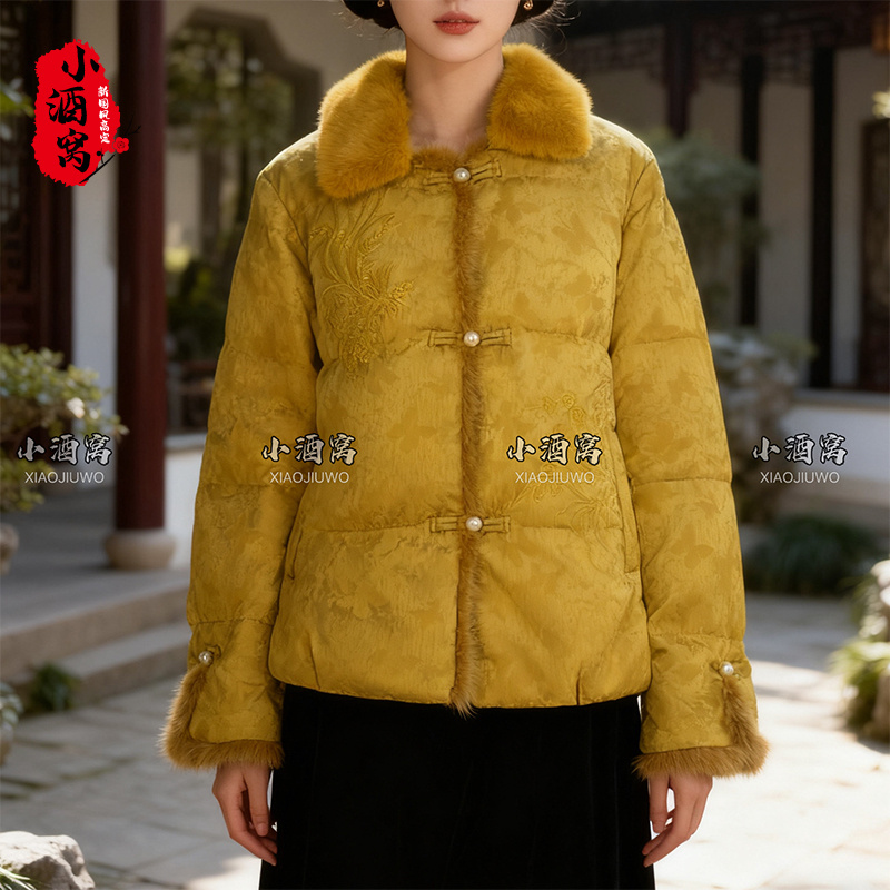 [桃颜-羽绒服]小酒窝新国风 新中式时尚气质刺绣外套羽绒服-59