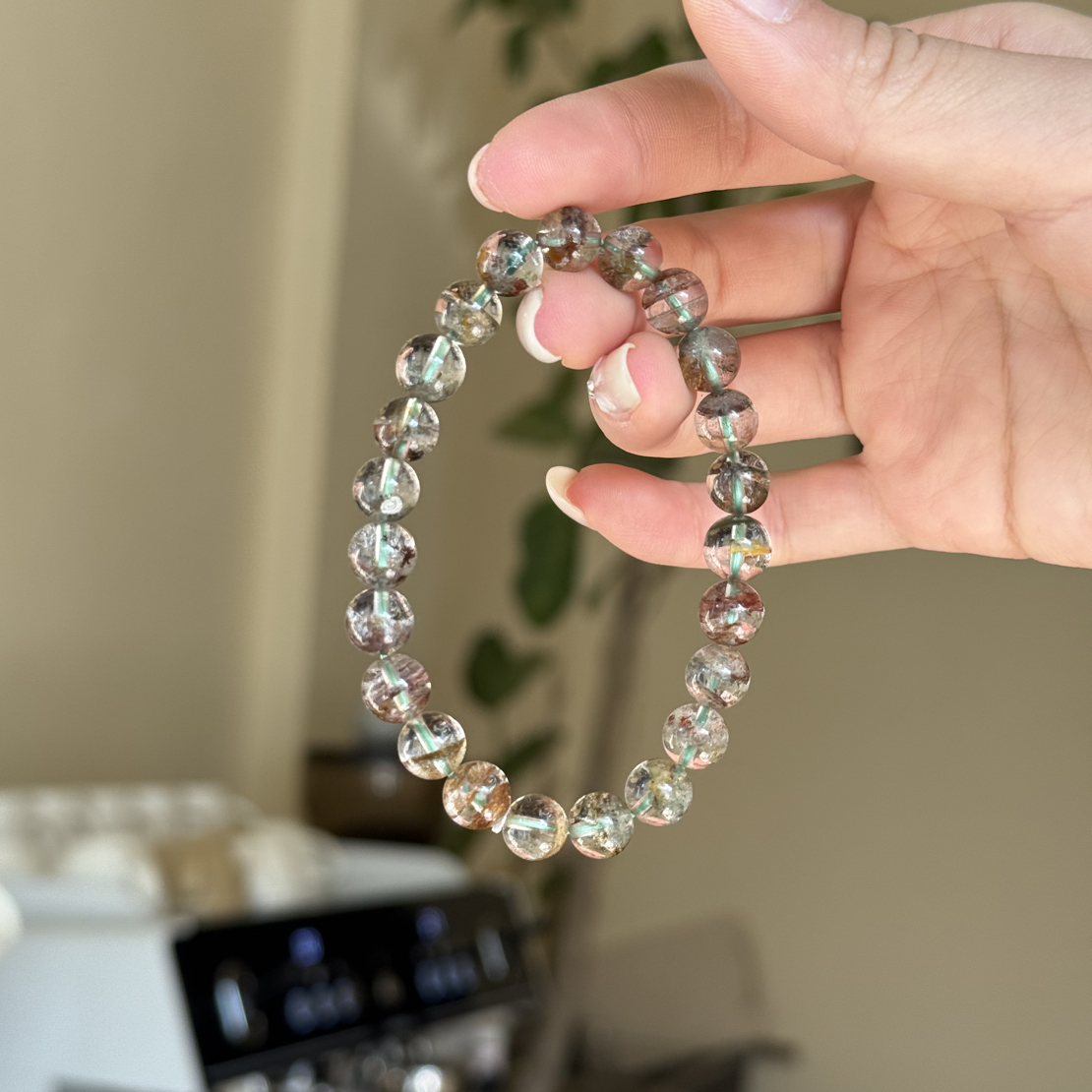 天然四季幽灵绿幽灵手串单圈聚宝盆满天星千层7-8mm多样性发一