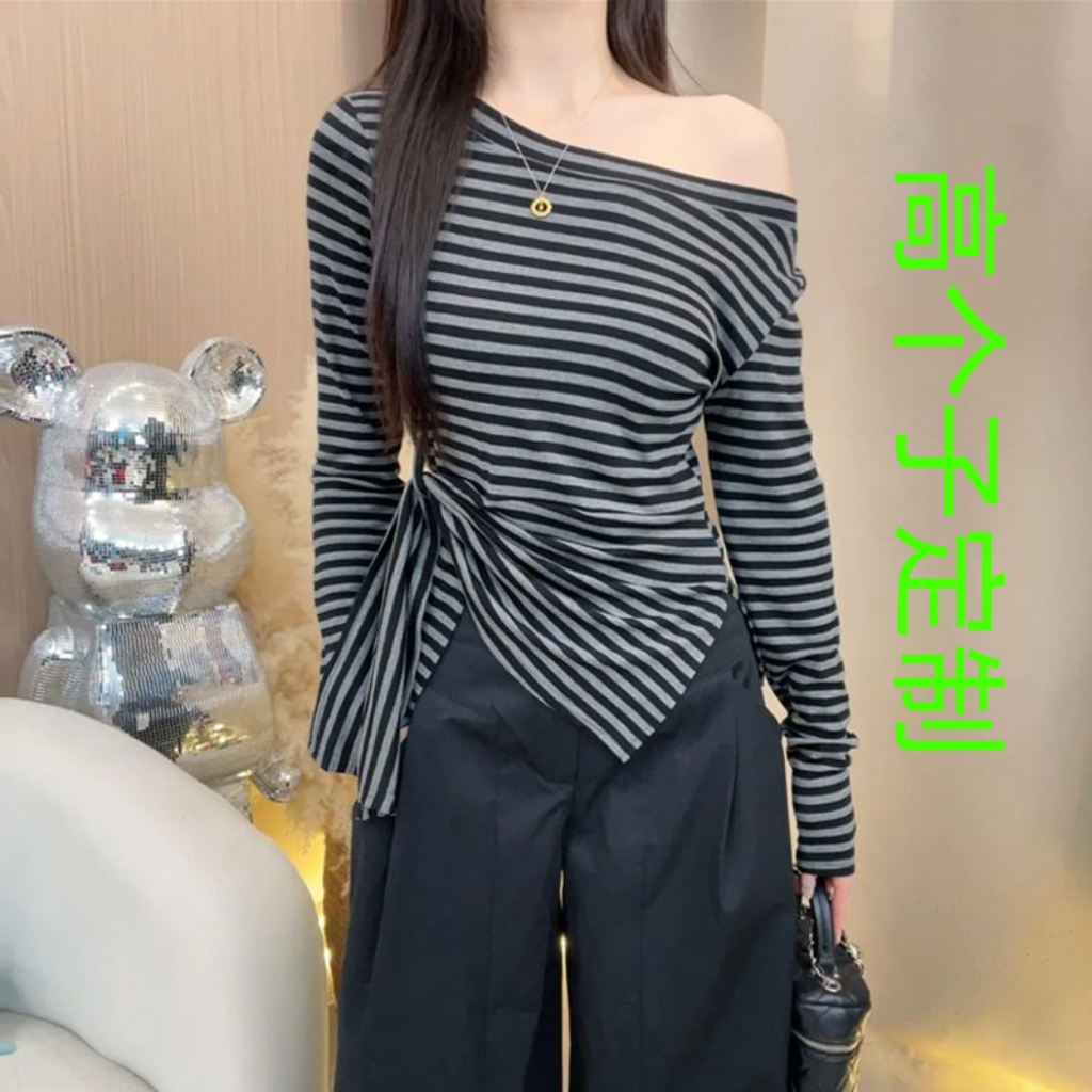 《高个子定制》长袖常规圆领修身型性感风T恤时尚方领气质百搭修身