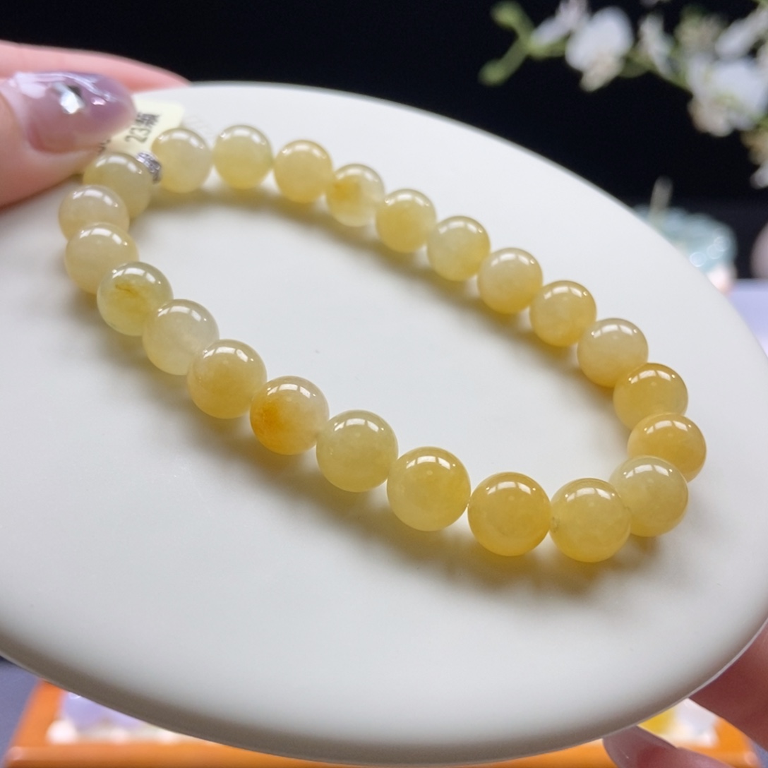 翡翠颈饰未镶嵌翡翠冰鲜黄手串卡8+