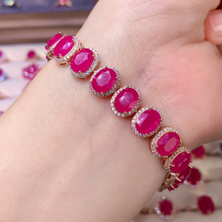 红宝石手链银S925镶嵌