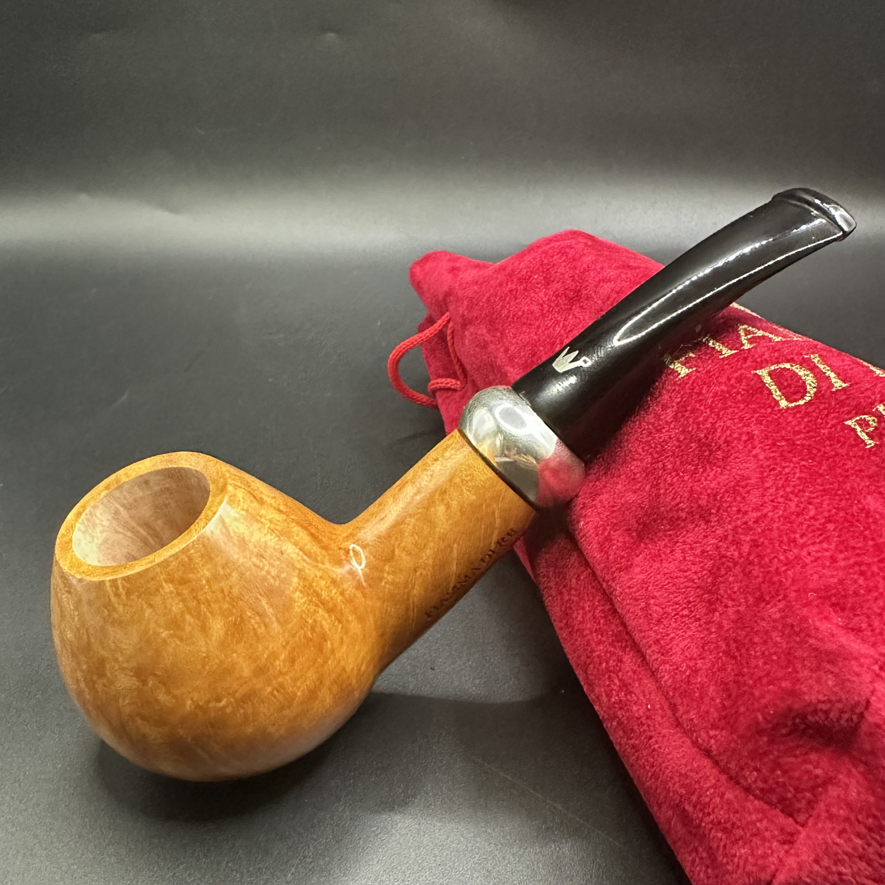 意大利火焰王手工定制加大银圈原色小苹果石楠木烟斗烟具