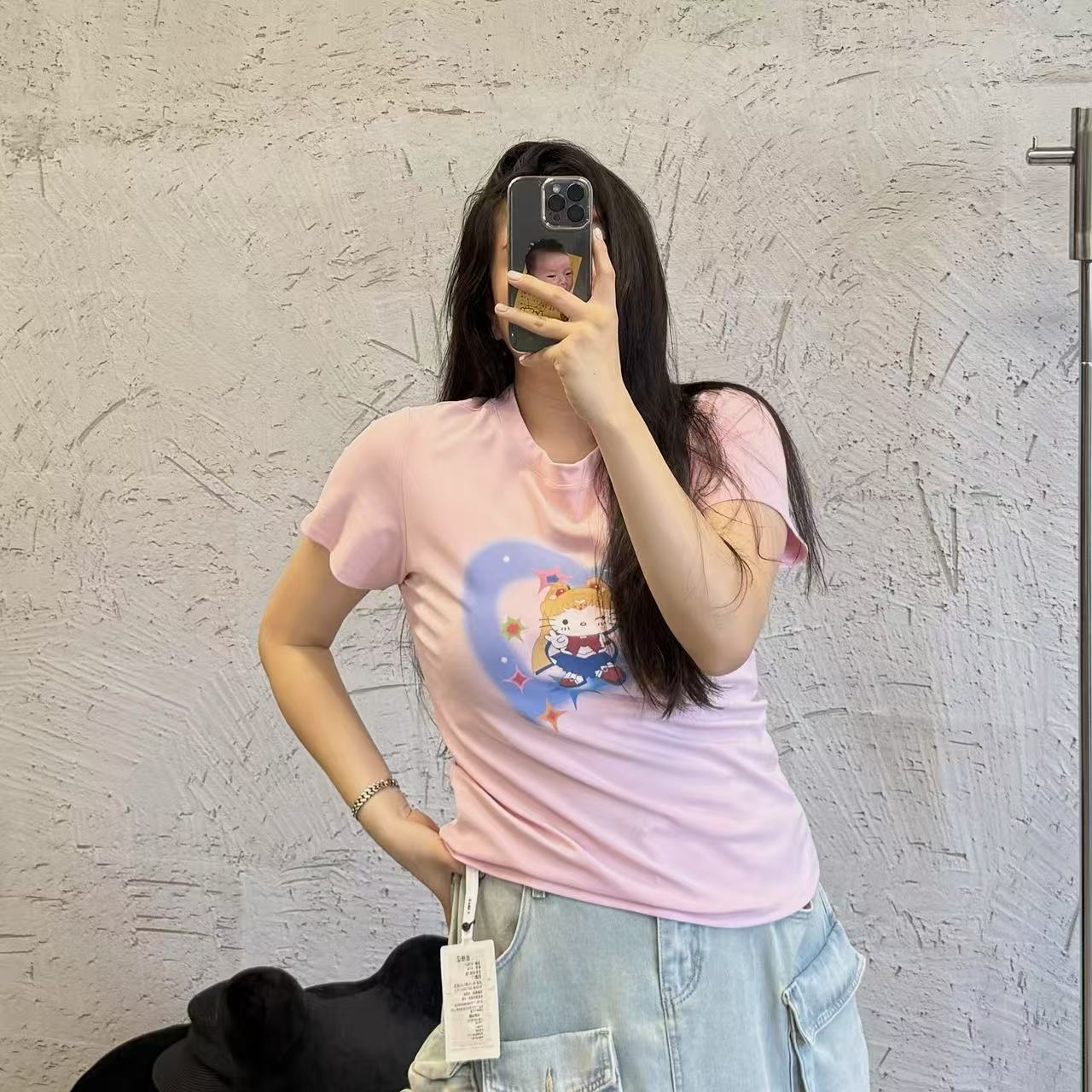 《小韩韩推荐》helloKT短袖大码女装夏季显瘦修身百搭舒适印花短袖