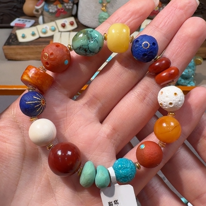 绿松石18K金镶嵌手串多宝儿