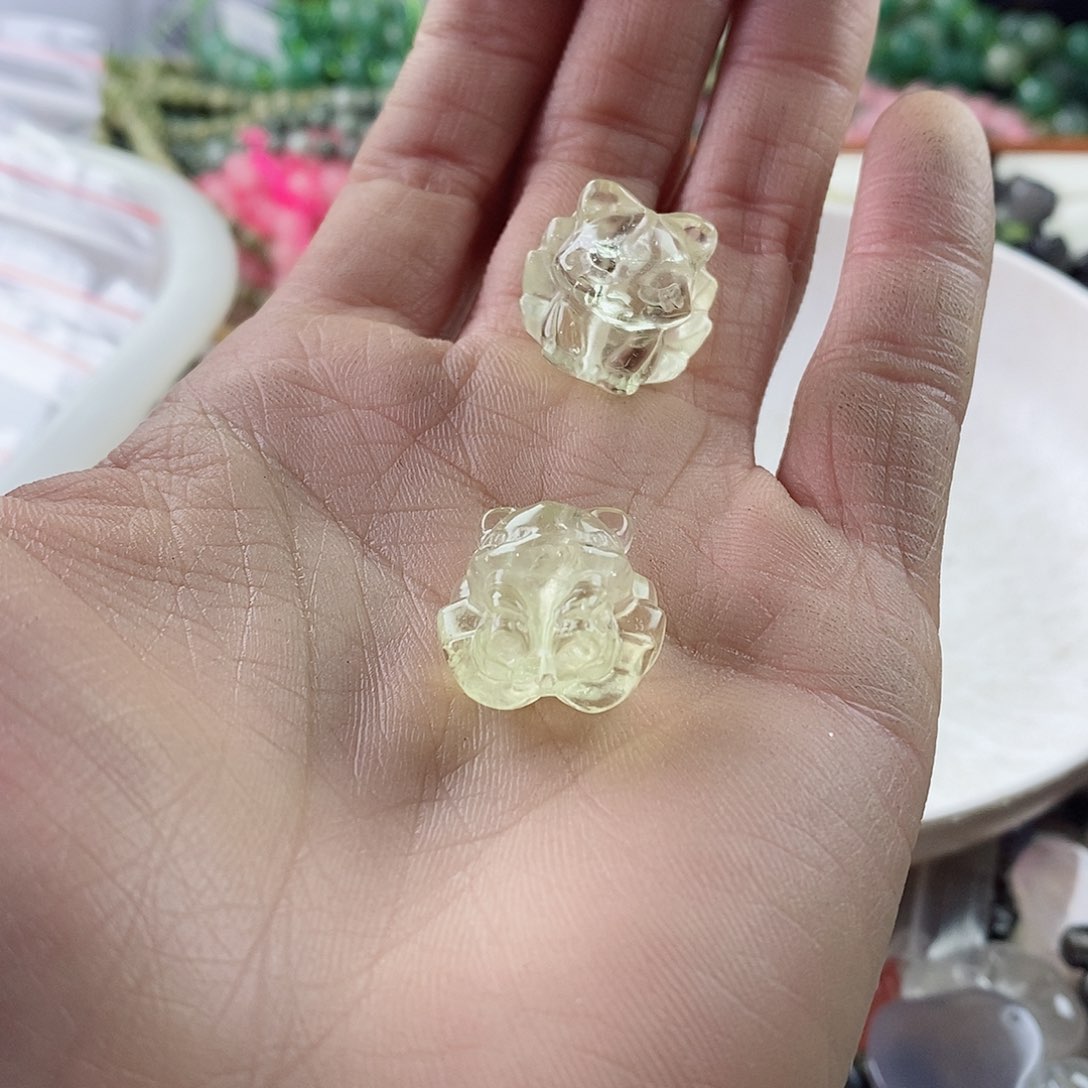 玛瑙/玉髓珠宝半成品合金一个18mm柠檬晶透狐狸E271