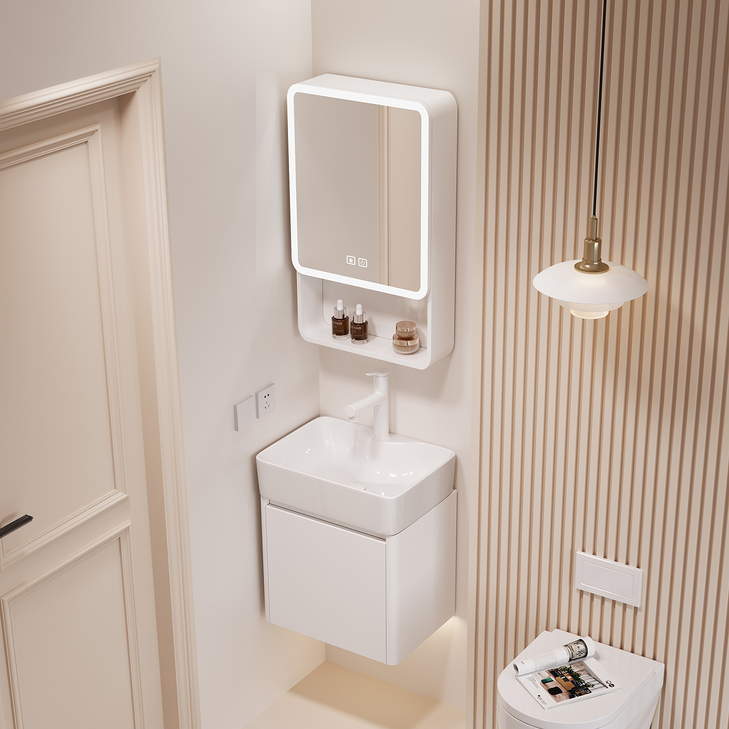 东腾卫浴圆弧特殊尺寸铝合金蜂窝铝一体盆浴室柜陶瓷洗手盆小尺寸