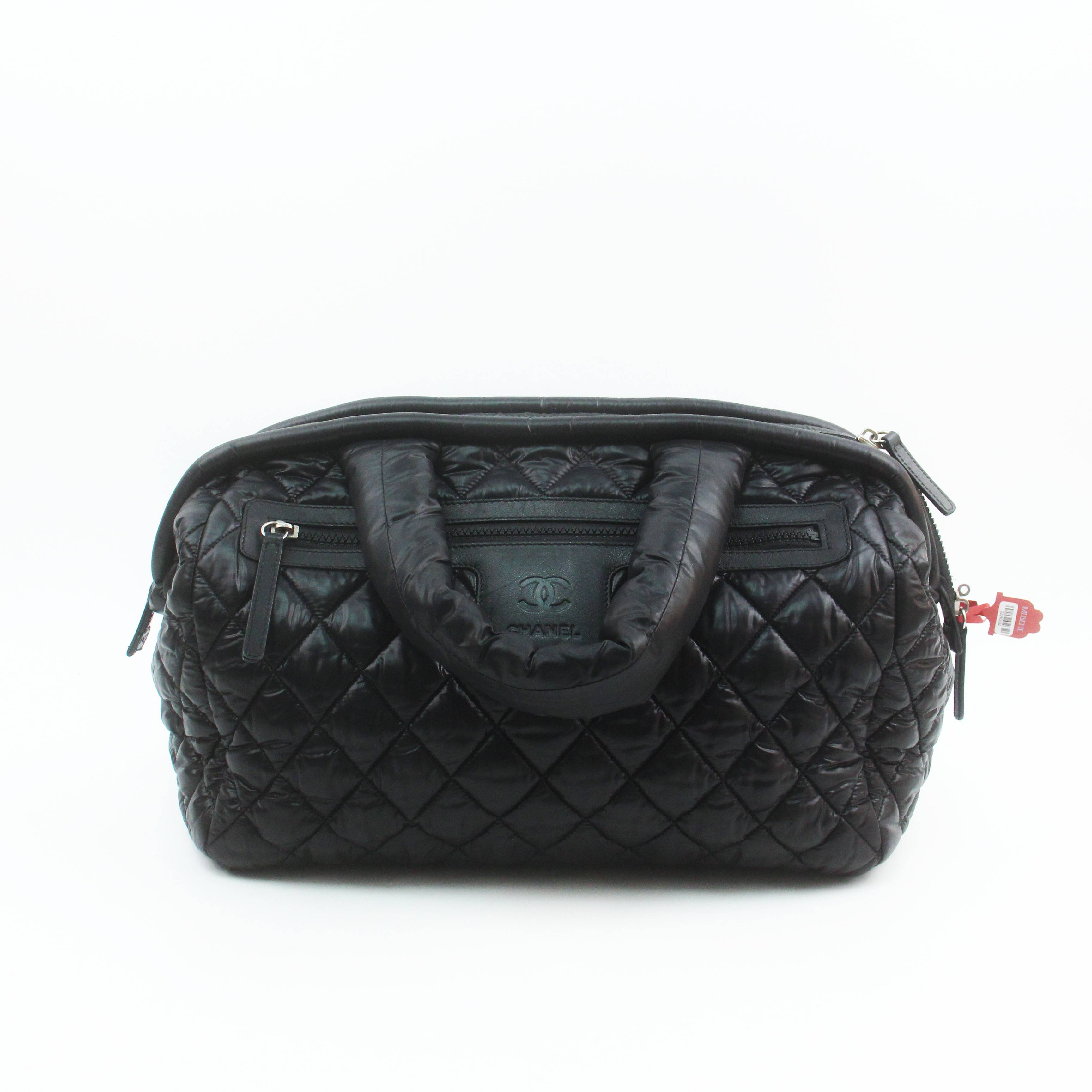 95新 Chanel/香奈儿 81653B 12C黑色coco cocoon羽绒手提包