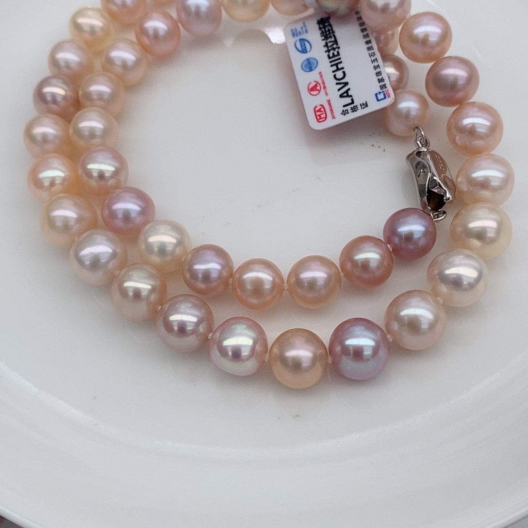 淡水珍珠颈饰银S925镶嵌无核8.3-9.3mm