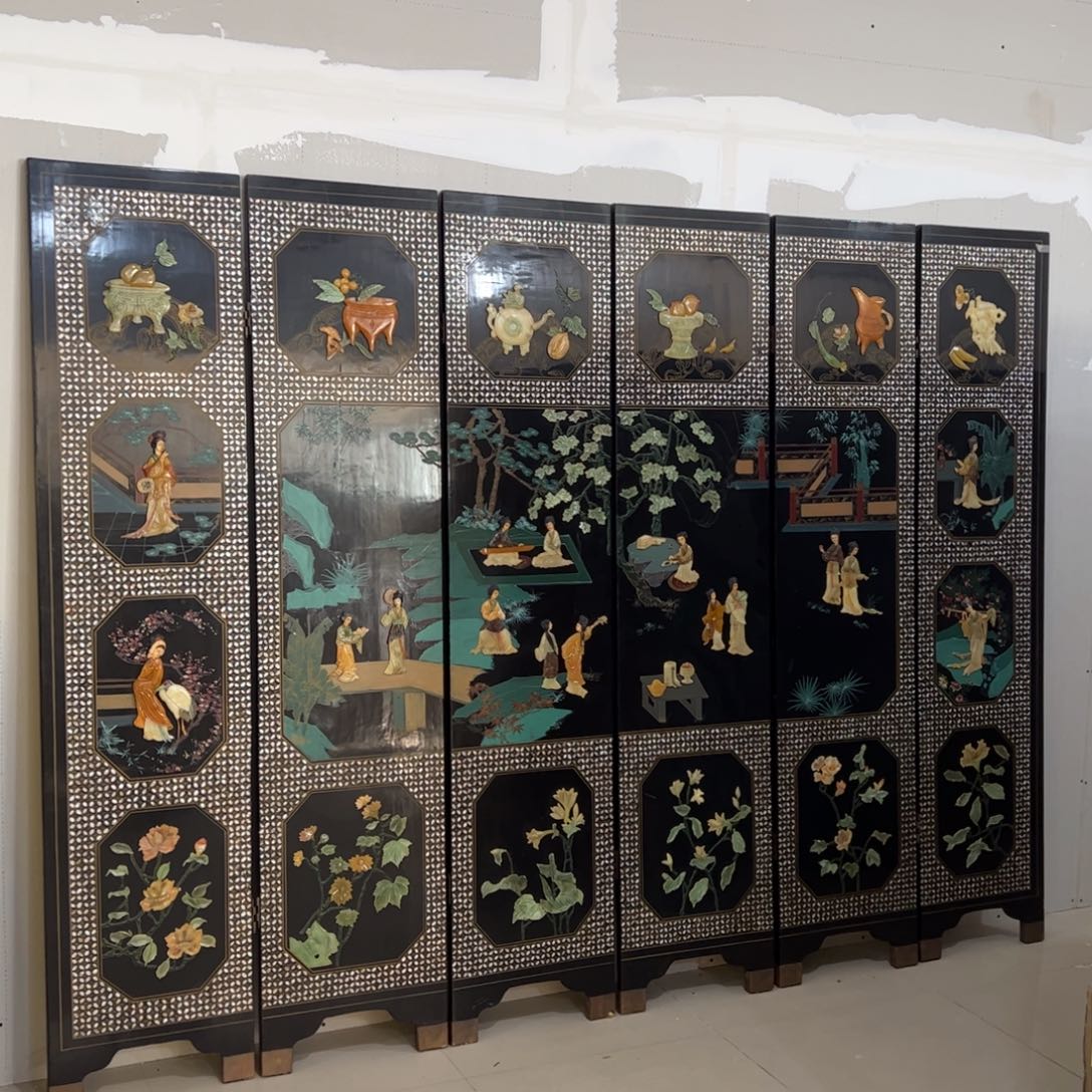 绘画屏风框画茶空间设计