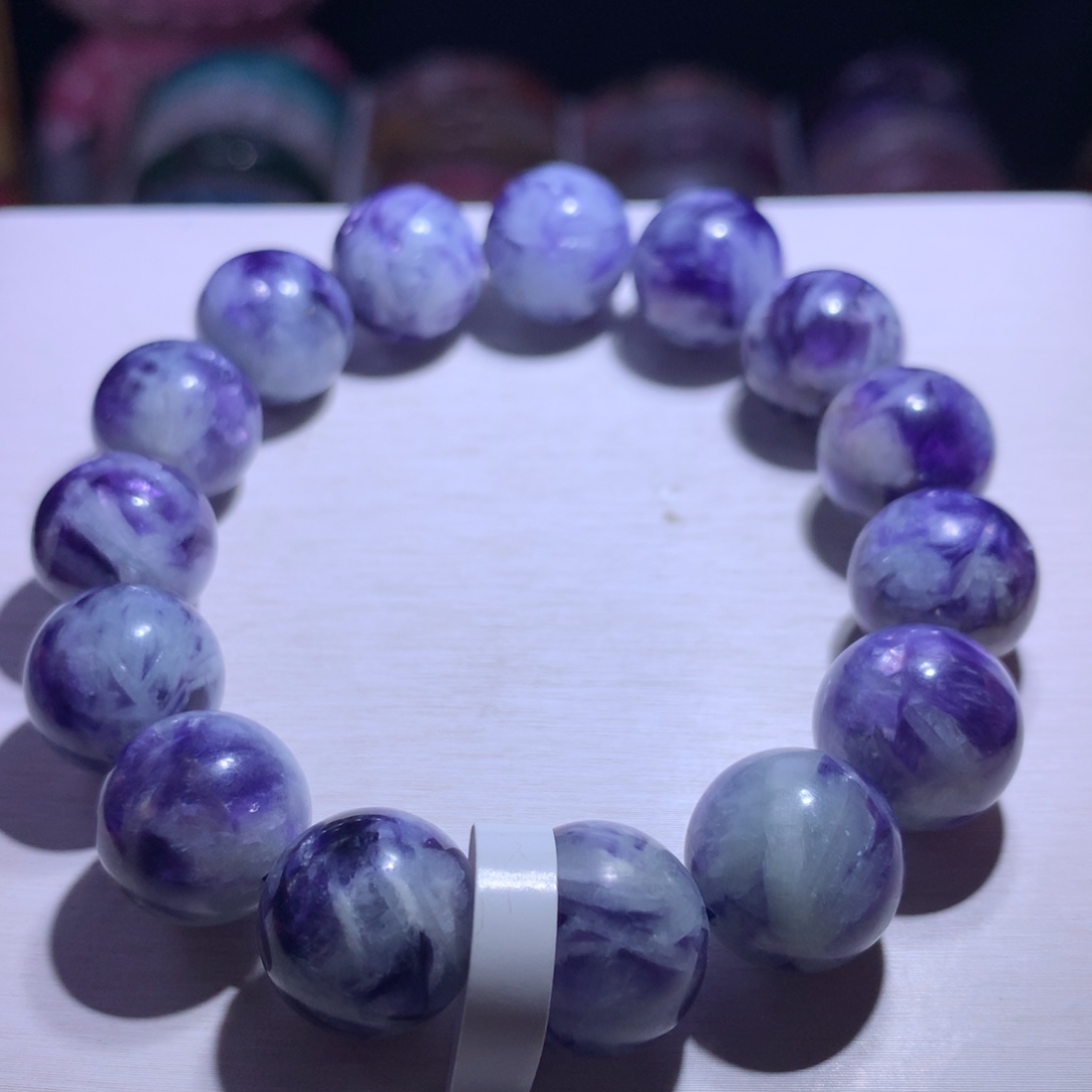 水晶银S925镶嵌手串蓝龙晶14.8m