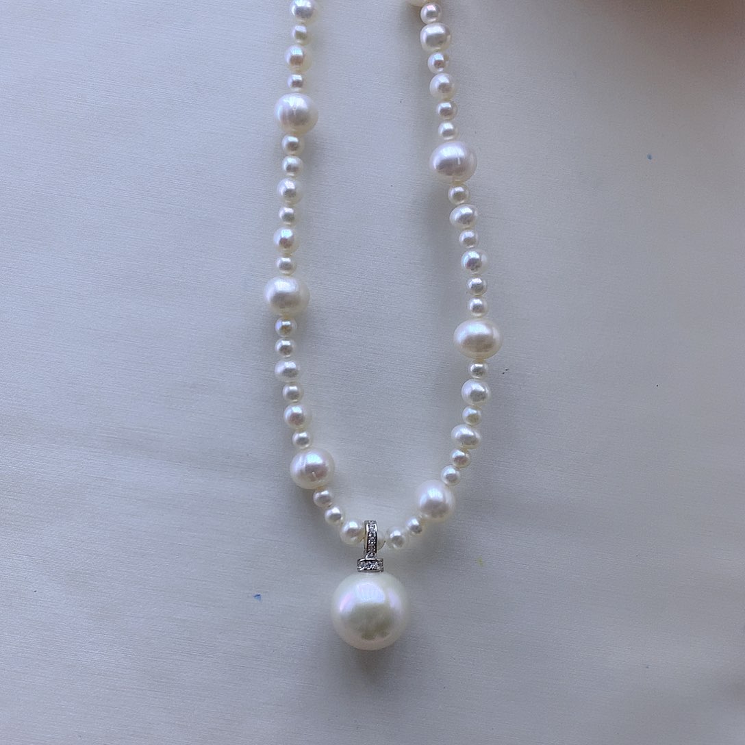 淡水珍珠银S925镶嵌颈饰
