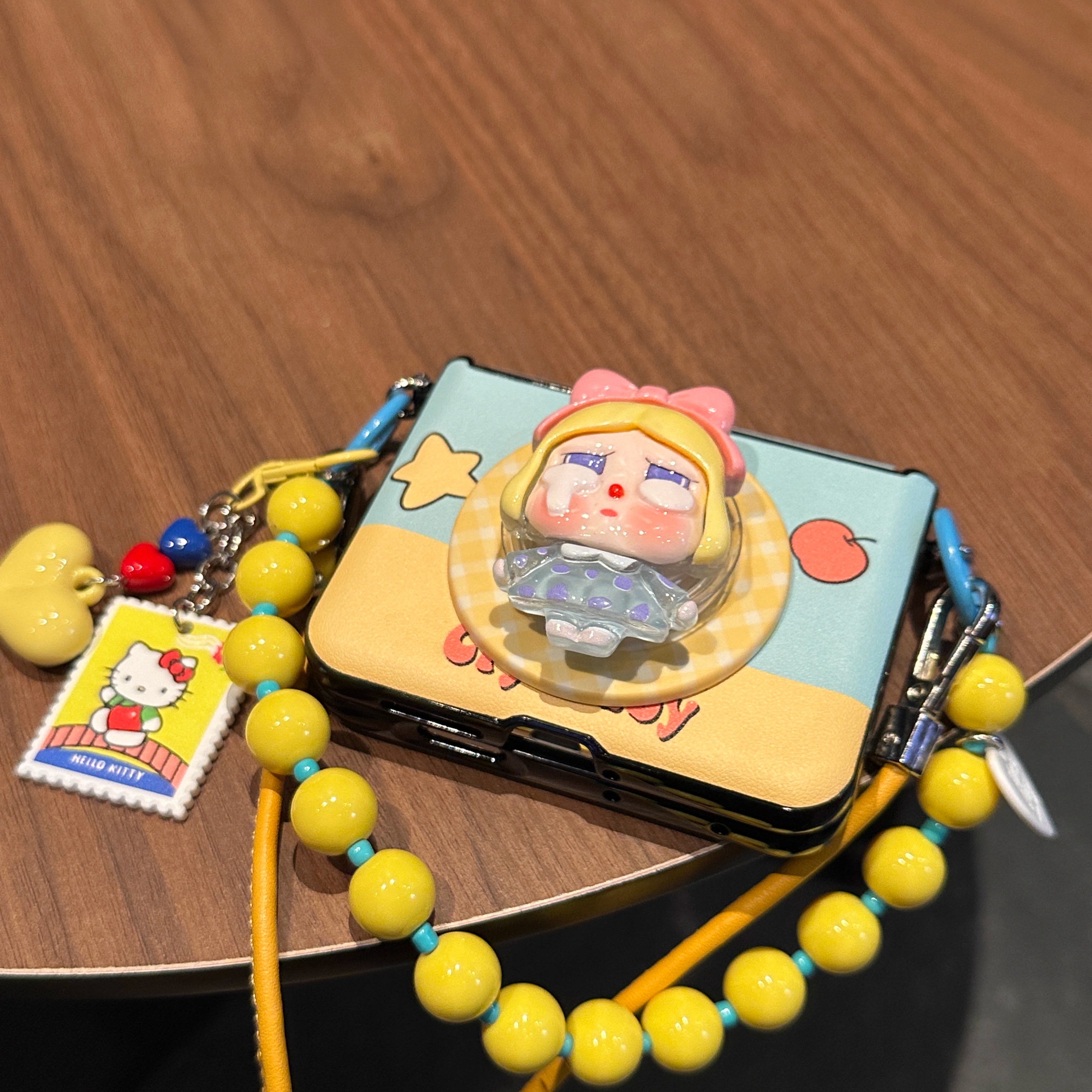 适用华为Pura X典藏版折叠手机壳黄色可爱哭娃磁吸支架斜跨保护套