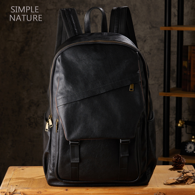 手工头层牛皮男士背包户外旅行大容量双肩包真皮休闲旅行电脑包潮