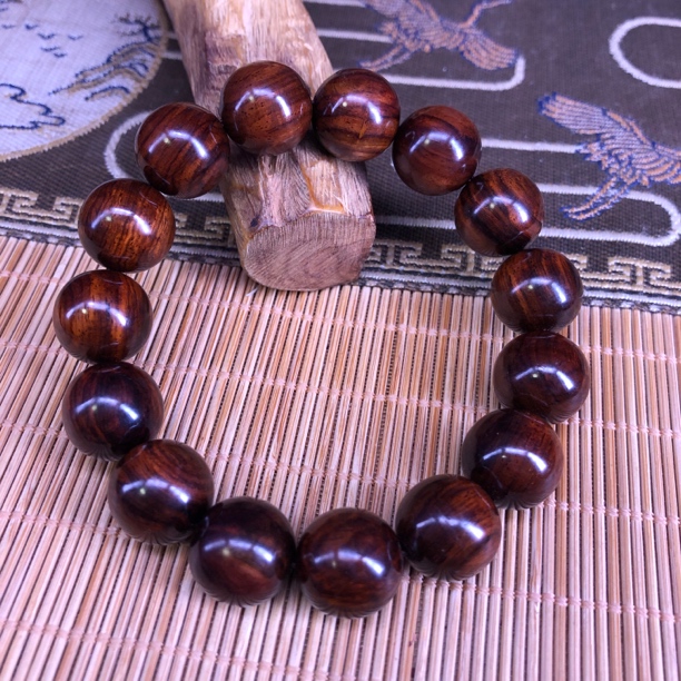 海南黄花梨紫油梨老料大黑线水波纹1.5精品手串