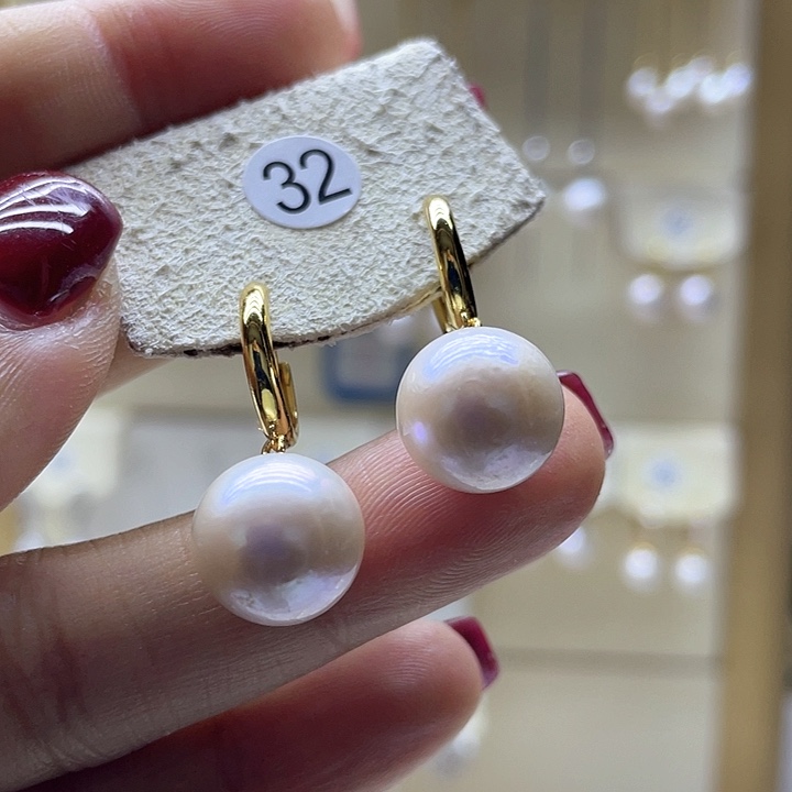 淡水珍珠耳饰银S925镶嵌