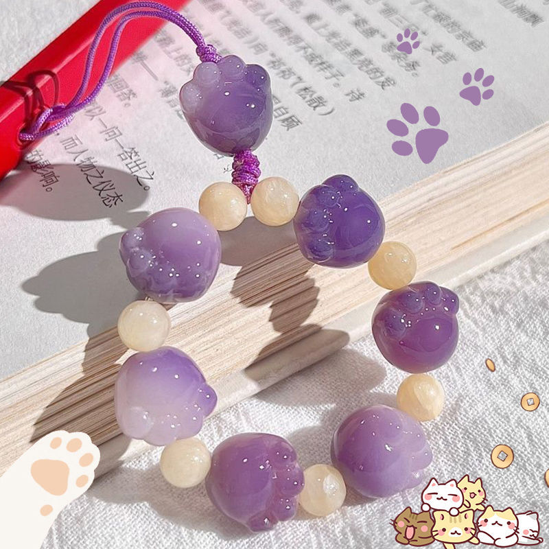 菩提根萌宠猫爪小手捻情侣手机链防丢挂绳包包钥匙扣挂件饰品